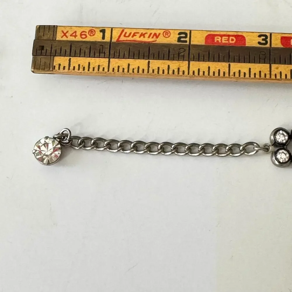 Vintage Black Metal White Rhinestone Multi-strand Necklaces-Set of 2 + bonus